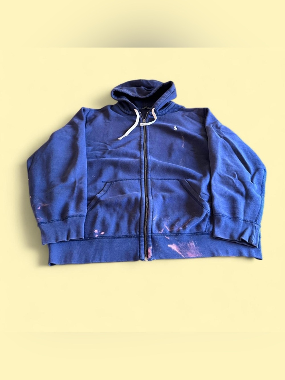 Polo Ralph Lauren Waffle Zip Hoodie Navy Men’s 2XL Faded Distressed